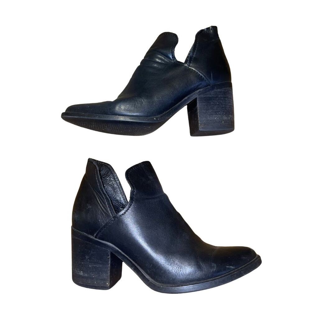 Steve Madden Petra Open Side Bootie Leather Boots SZ 8 Block Heel BOHO Chic
